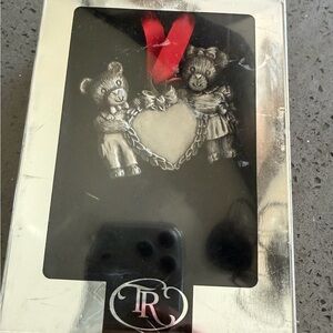 Things Remembered Silver Bear Ornament with Red Ribbon